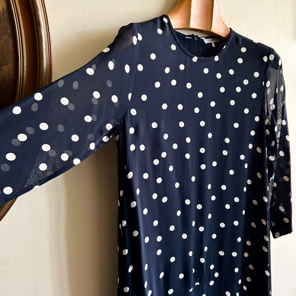 GANNI Marceau Georgette Polka Dot Dress | Size 38 (US 6)